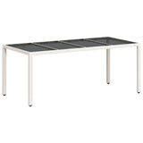 Garden Table with Glass Top White 190x90x75 cm Poly Rattan 368129