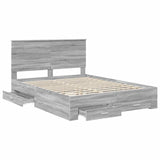 Bed Frame with Drawer Grey Sonoma 150 x 200 cm Engineered Wood 3411294