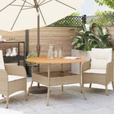 Garden Table with Acacia Wood Top Beige 110x71 cm Poly Rattan 368627