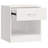 ZNTS Bedside Cabinets 2 pcs with Drawer High Gloss White 342585