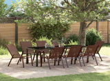 Garden Dining Set 9 pcs Brown and Black Powder-coated Steel 3379134