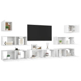 7 Piece TV Cabinet Set White Engineered Wood 3078713