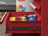 Lockable Metal Tool Box, 4 Drawer Tool Chest with Latches, Handle, Ball Bearing Runners, Red T3398P343059