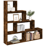 Room Divider Bookcase 4-Tier Smoked Oak 143.5x29x143.5 cm Engineered Wood 857998
