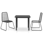 ZNTS 3 Piece Garden Dining Set PVC Rattan Black 3060130