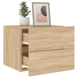 Wall-mounted Bedside Cabinets with LED Lights 2 pcs Sonoma Oak 836817