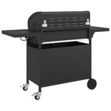 Gas BBQ Grill with 7 Burners Black Powder-coated Steel 367588