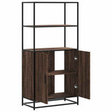 Highboard Brown Oak 68x35x139 cm Engineered Wood and Metal 849053