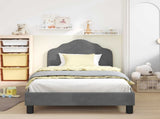 Children's Bed Frame with Headboard Dark Grey 90 x 190 cm 42010951