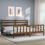 ZNTS Bed Frame without Mattress Honey Brown 200x200 cm Solid Wood Pine 3192059