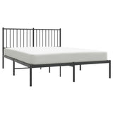 Metal Bed Frame without Mattress with Headboard Black 140x200cm 350865