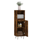 Bathroom Cabinet Smoked Oak 30x30x100 cm Engineered Wood 831561