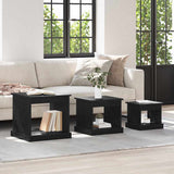 Coffee Table 3 pcs Black Oak Engineered Wood 881452
