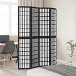 Room Divider 4 Panels Black Solid Wood Paulownia 358771