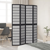 Room Divider 4 Panels Black Solid Wood Paulownia 358771