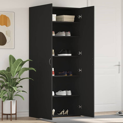 Shoe Cabinet with Door Black 80 x 35.5 x 180 cm Engineered wood 3333837