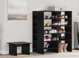 Shoe Cabinet with Shelf 2 pcs Black Oak Engineered Wood 8000381