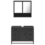 ZNTS 2 Piece Bathroom Furniture Set Black Engineered Wood 3300930