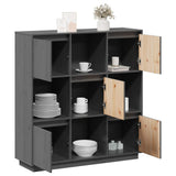 Highboard Grey 110.5x35x117 cm Solid Wood Pine 814371