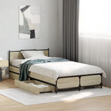 Bed Frame with Drawers without Mattress Sonoma Oak 75x190 cm Small Single 3279973