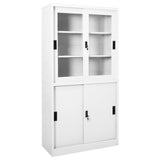 Office Cabinet with Sliding Door White 90x40x180 cm Steel 335962