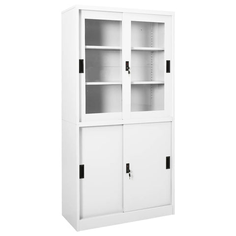 Office Cabinet with Sliding Door White 90x40x180 cm Steel 335962