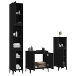 ZNTS 3 Piece Bathroom Furniture Set Black Engineered Wood 3185590