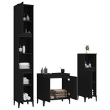 ZNTS 3 Piece Bathroom Furniture Set Black Engineered Wood 3185590