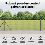 Fence Post with Concrete Base 26 pcs Grey Powder-Coated Steel 3350239