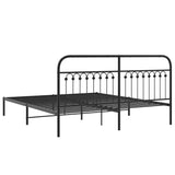 Metal Bed Frame without Mattress with Headboard Black 183x213cm 376605