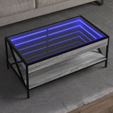 ZNTS Coffee Table with Infinity LED Grey Sonoma 90x50x38 cm 847710