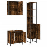3 Piece Bathroom Cabinet Set Smoked Oak Engineered Wood 3214742