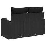 Garden Sofa with Cushion Black 124 x 62 x 69cm Poly Rattan 42006741