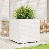 ZNTS Garden Planter White 70x70x72 cm Solid Wood Pine 3282620