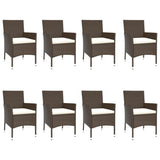 9 Piece Garden Dining Set with Cushions Brown Poly Rattan 3187447