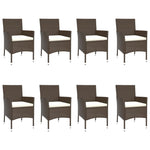 ZNTS 9 Piece Garden Dining Set with Cushions Brown Poly Rattan 3187447