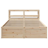 ZNTS Bed Frame with Headboard 135x190 cm Double Solid Wood Pine 3306357