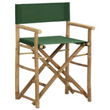 313032 Folding Director's Chairs 2 pcs Green Bamboo and Fabric
