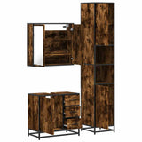 3 Piece Bathroom Furniture Set Smoked Oak Engineered Wood 3301077