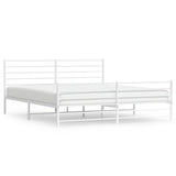 Metal Bed Frame without Mattress with Footboard White 193x203cm 352392