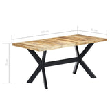 ZNTS Dining Table 160x80x75 cm Solid Rough Mango Wood 247433