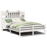 Bookcase Bed without Mattress White 150x200 cm King Size Solid Wood Pine 3322266