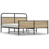 Metal Bed Frame without Mattress Smoked Oak 160x200 cm 3318673