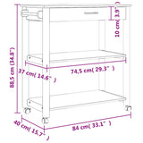 Kitchen Trolley MONZA 84x40x88.5 cm Solid Wood Pine 376104
