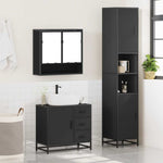 ZNTS 3 Piece Bathroom Furniture Set Black Engineered Wood 3301105