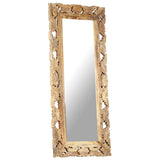 321640 Hand Carved Mirror Brown 110x50 cm Solid Mango Wood