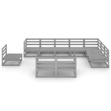 10 Piece Garden Lounge Set Grey Solid Pinewood 3075816