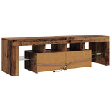 TV Cabinet with LED Lights Old Wood 140x36.5x40 cm Engineered Wood 856303