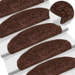 Stair Mats 15 pcs 65x21x4 cm Brown Half Round Large 133903