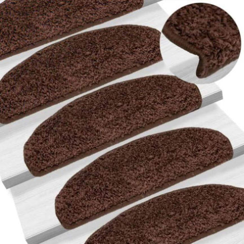Stair Mats 15 pcs 65x21x4 cm Brown Half Round Large 133903